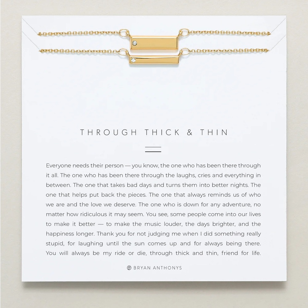 Gold 'Through Thick & Thin' Necklace Set for 2